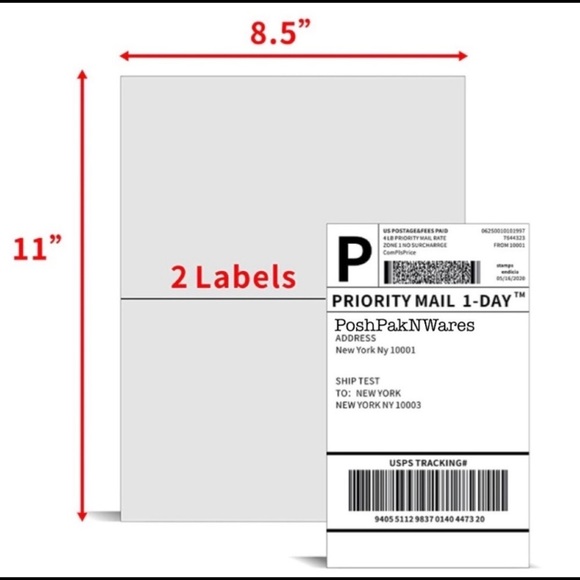 80 Blank Shipping Labels = 40 sheets Fixed price - Picture 3 of 3